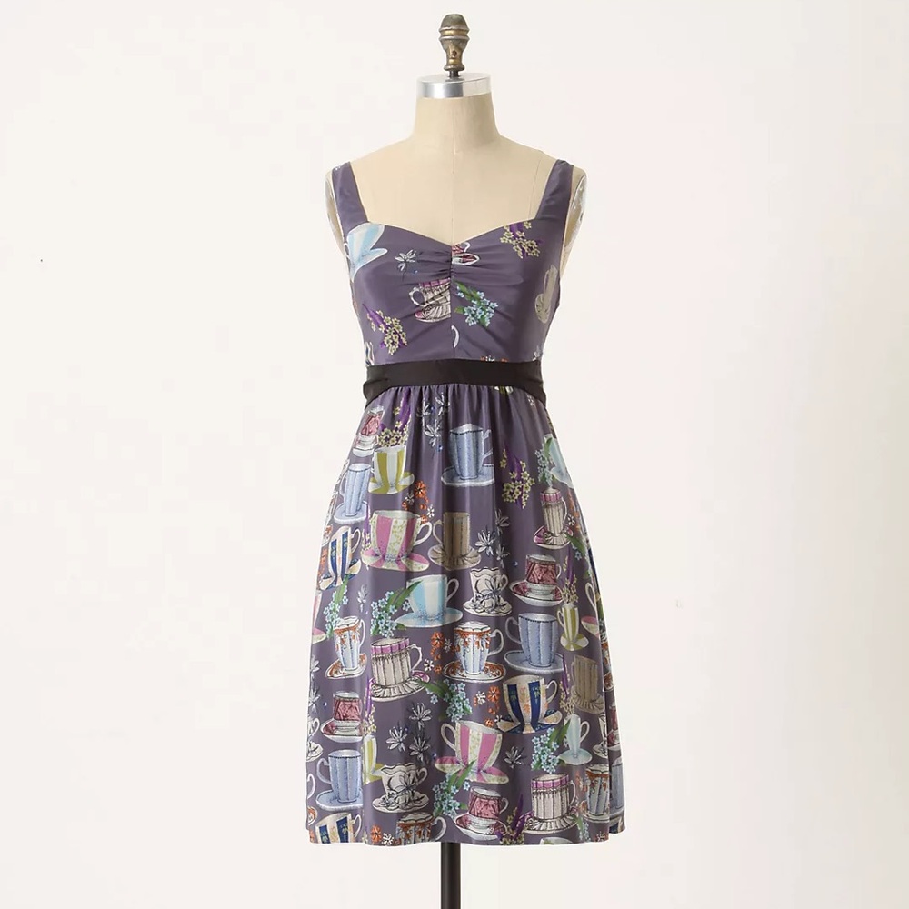 Anthropologie Floreat Sugar & Cream dress. Silk RARE Sz 8